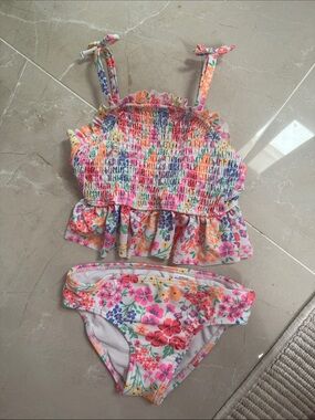 Girls Floral Ruffle swimsuit Set - Multicolor